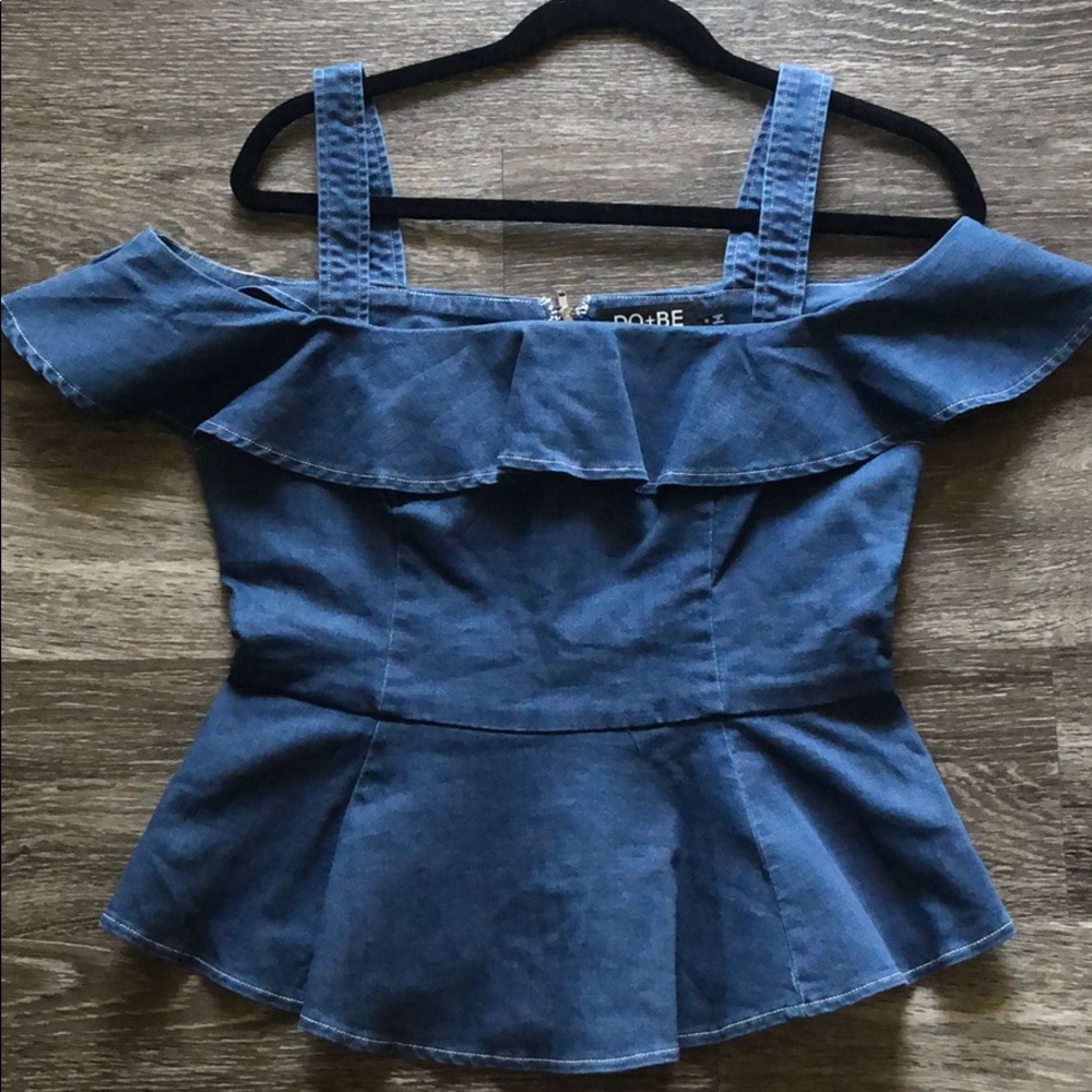Denim Peplum Top